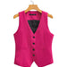 Color-Pink-Autumn Sleeveless V neck Single Breasted Red Linen Women Vest-Fancey Boutique