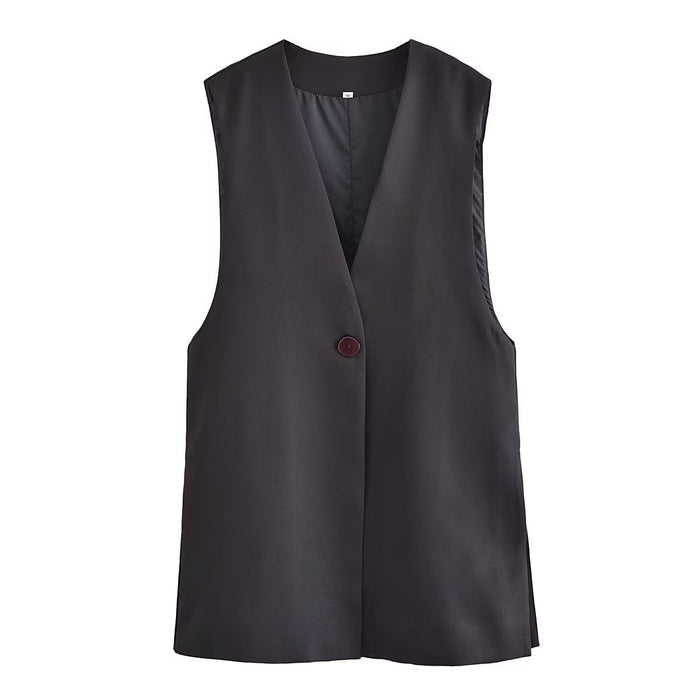 Color-Spring Women Clothing Solid Color Back with Decoration Vest Jacket Coat-Fancey Boutique