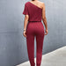 Color-Women Clothing Diagonal Shoulder Jumpsuit-Fancey Boutique