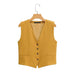 Color-Yellow-Spring Women Bottoming Waistcoat Linen Vest-Fancey Boutique