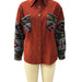 Color-Nostalgic Fried Floral Corduroy Aztec Stitching Printing Pocket Long Sleeve Coat Women Jacket-Fancey Boutique