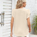 Color-Solid Color Pleated round Neck Petal Short Sleeve Loose Chiffon Blouses Women-Fancey Boutique