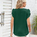Color-Solid Color Pleated round Neck Petal Short Sleeve Loose Chiffon Blouses Women-Fancey Boutique