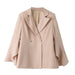 Color-Double Button Camel Small Women Long Sleeve Spring Blazer Mid Length Women-Fancey Boutique