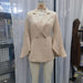 Color-Double Button Camel Small Women Long Sleeve Spring Blazer Mid Length Women-Fancey Boutique