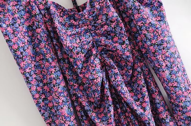 Color-Autumn Winter Long Sleeve Collared Floral Print Dress Women Casual Loose Maxi Dress-Fancey Boutique