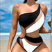 Color-Multi-1-Bikinx Contrast Mesh One Shoulder One Piece Swimsuit-Fancey Boutique
