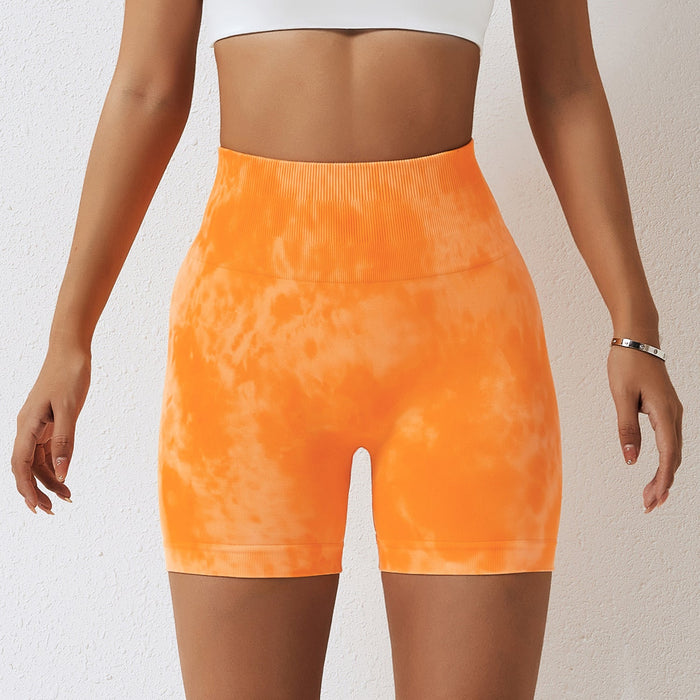 Color-Spring Splash Dyeing Seamless Yoga Shorts Women Sports Fitness Shorts High Waist Hip Lift Skinny Yoga Pants-Fancey Boutique