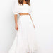 Color-White-Spring Summer Solid Color Pleated Stitching Elastic High Waist Sheath Skirt-Fancey Boutique