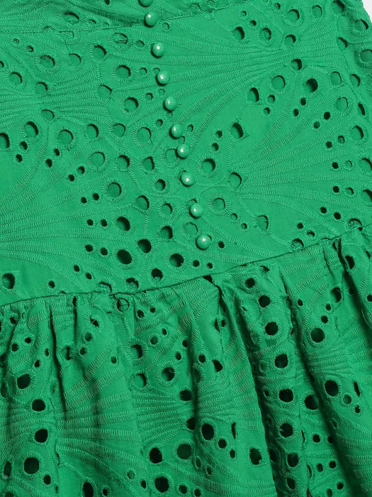 Color-Women Clothing Embroidered Laminated Decoration Green Skirt-Fancey Boutique