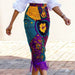 Color-High Waist Print Stitching Tassel Hip Skirt Women Party Skirt Skirt Skirt-Fancey Boutique