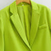 Color-Spring Autumn Women Commuting Wear Fluorescent Green Pocket One Button Blazers-Fancey Boutique