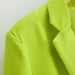 Color-Spring Autumn Women Commuting Wear Fluorescent Green Pocket One Button Blazers-Fancey Boutique