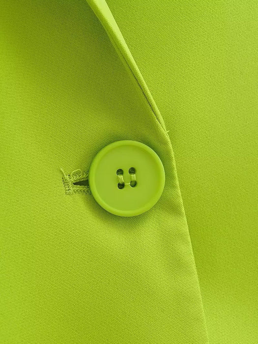 Color-Spring Autumn Women Commuting Wear Fluorescent Green Pocket One Button Blazers-Fancey Boutique