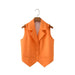 Color-Orange-Summer Neutral Workplace Age Reduction V neck Waistcoat Vest-Fancey Boutique