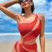 Color-Bikinx Contrast Mesh One Shoulder One Piece Swimsuit-Fancey Boutique