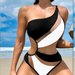 Color-Bikinx Contrast Mesh One Shoulder One Piece Swimsuit-Fancey Boutique