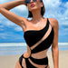 Color-Bikinx Contrast Mesh One Shoulder One Piece Swimsuit-Fancey Boutique