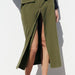 Color-Summer Wind Women Army Green Zipper Tooling Skirt-Fancey Boutique