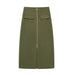 Color-Summer Wind Women Army Green Zipper Tooling Skirt-Fancey Boutique