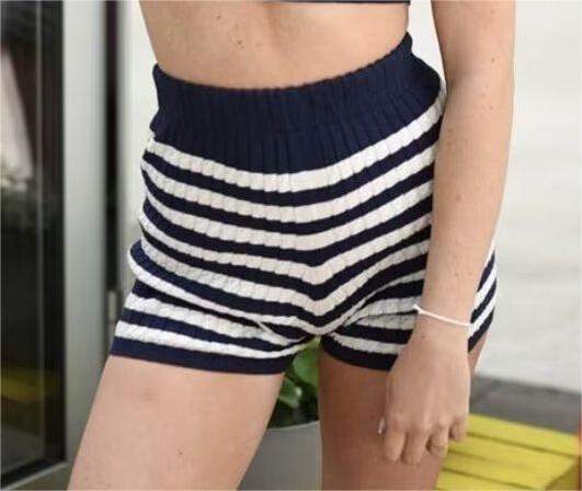 Color-Women Clothing Casual Chenille Striped Shorts-Fancey Boutique