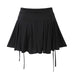 Color-Pure Sweet Spicy Lace up Side Skirt Niche Vitality Low Waist Pleated Skirt Women-Fancey Boutique
