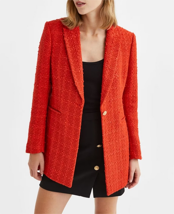 Color-Red-Early Autumn Single Breasted Solid Color Casual Blazer-Fancey Boutique