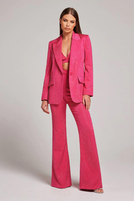 Color-Coral Red-Spring Summer Office Suit Drilling Heavy Industry Sexy Suit Three Piece Suit-Fancey Boutique