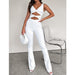 Color-Women Clothing Solid Color Slimming Hollow Out Cutout Twist One Piece Bell Bottom Pants Jumpsuits-Fancey Boutique