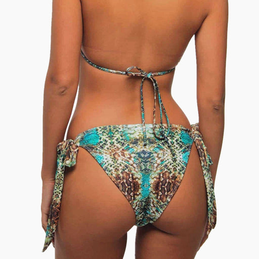 Color-Swimsuit Snake Pattern Printed Sexy Halter Bikini Metal Accessories Swimwear-Fancey Boutique