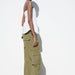 Color-Summer Women Multi Pocket High Waist Wide Leg Pants Drawstring Decoration Workwear Casual Pants-Fancey Boutique