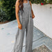 Color-Ladies Spring Summer Jumpsuit Cotton Wrinkle Loose Casual Double Patch Pocket Wide Leg Suspender Pants-Fancey Boutique