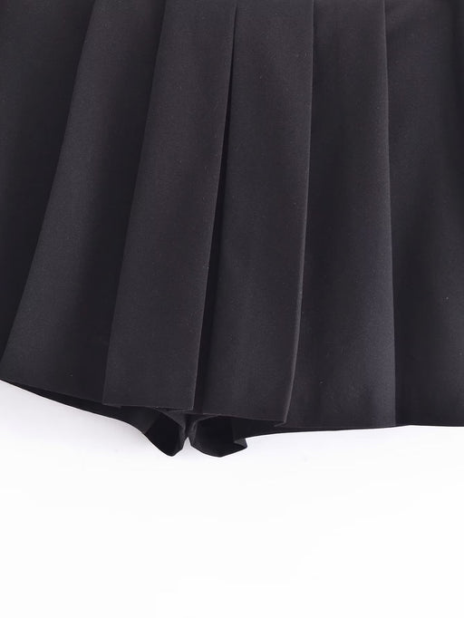 Color-Summer Wind Women Black Casual Wide Pleated Pantskirt-Fancey Boutique