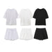 Color-Summer Women Stretch High Waist Shorts Loose Cotton Short Sleeve T shirt-Fancey Boutique