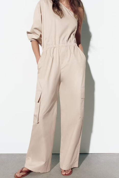 Color-Personalized Street Jumpsuit Spring Trousers Tooling Solid Color Simple Casual Pants Women-Fancey Boutique