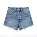 Color-Summer Women Perforated Hole Decoration Burr Straight Cotton High Waist Denim Shorts-Fancey Boutique