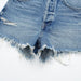Color-Summer Women Perforated Hole Decoration Burr Straight Cotton High Waist Denim Shorts-Fancey Boutique