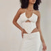 Color-Hollow Out Cutout Halterneck Vest Sexy Mesh Backless Pleated Sleeveless Boning Corset Bra Top-Fancey Boutique