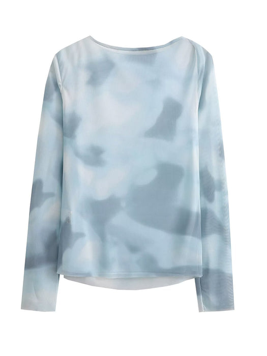 Color-Spring Women Clothing round Neck Long Sleeve Printed Pullover Top Women-Fancey Boutique