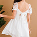 Color-White Square Neck Lace Contrast Ruffles Bow Back A Line Mini Dress-Fancey Boutique