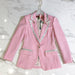 Color-Pink-Three Dimensional Rose Buckle Printing Lining Pink Slim Fit Blazer-Fancey Boutique