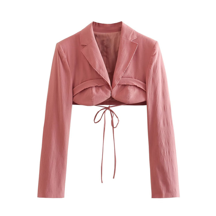 Color-Pink-Spring Women Street Short Personalized Blazer-Fancey Boutique