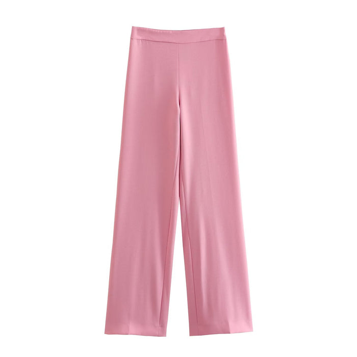 Color-Pink Pants-Collar Blazer Spring Summer Mid Length Patchwork Waist Slimming Long Sleeve Blazer Suit-Fancey Boutique