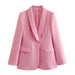 Color-Collar Blazer Spring Summer Mid Length Patchwork Waist Slimming Long Sleeve Blazer Suit-Fancey Boutique