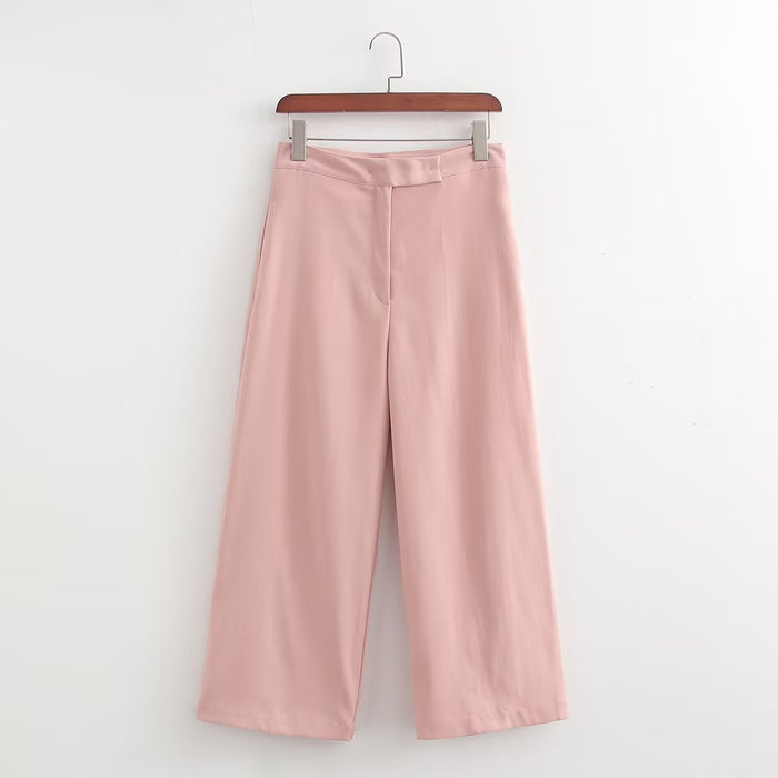 Color-Pink-Women Solid Summer Fall Pants-Fancey Boutique