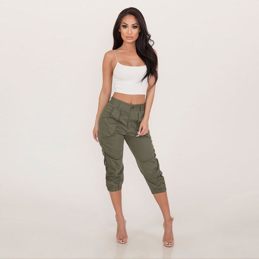 Color-Women Clothing Casual Cropped Pants Workwear Harem Pants-Fancey Boutique