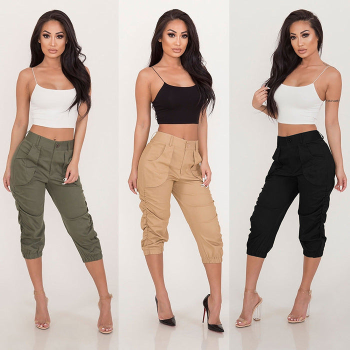 Color-Women Clothing Casual Cropped Pants Workwear Harem Pants-Fancey Boutique