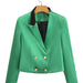 Color-Green-Spring Women Short Work Clothes Blazer Women-Fancey Boutique