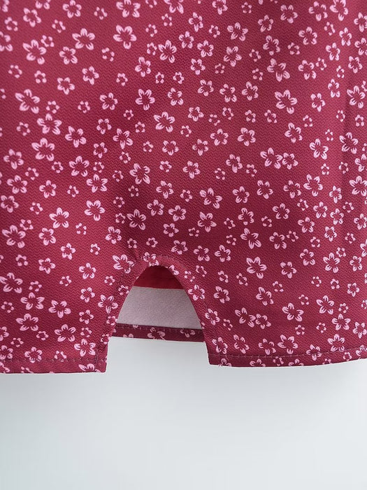 Color-Summer Floral Fresh High Waist Slim Side Slit Print Short Skirt-Fancey Boutique