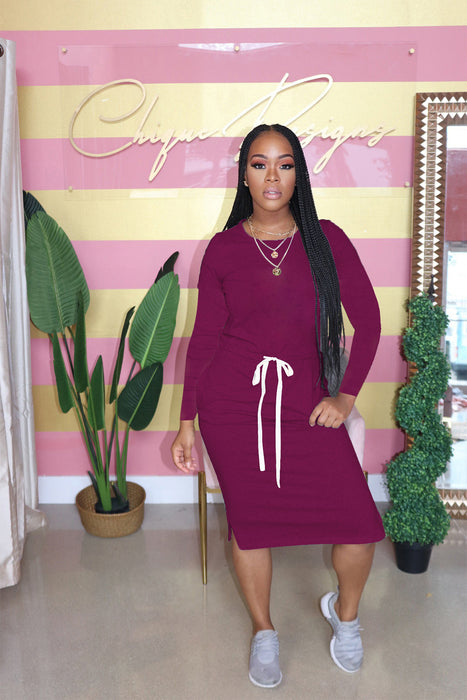 Color-Popular Classic Simple Casual Solid Color Long Sleeve Dress-Fancey Boutique